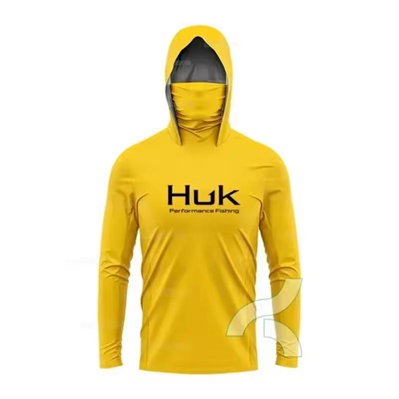 HUK Anglerhemden Langarm Mit Kapuze Gesichtsbedeckung Trikot Leichter Sonnenschutz Angler