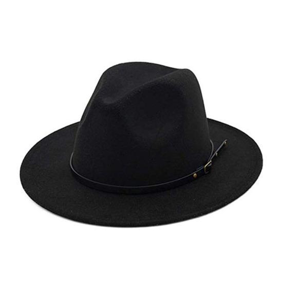Jazz Cap Wide Brim Breathable Solid Color Fedora Hat Winter Floppy Women Cap Streetwear