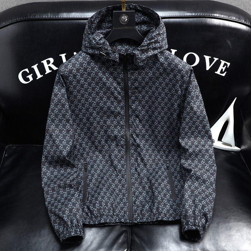Men's 2025 Trendy Windproof Double-Layer Hooded Jacket with Letter Print