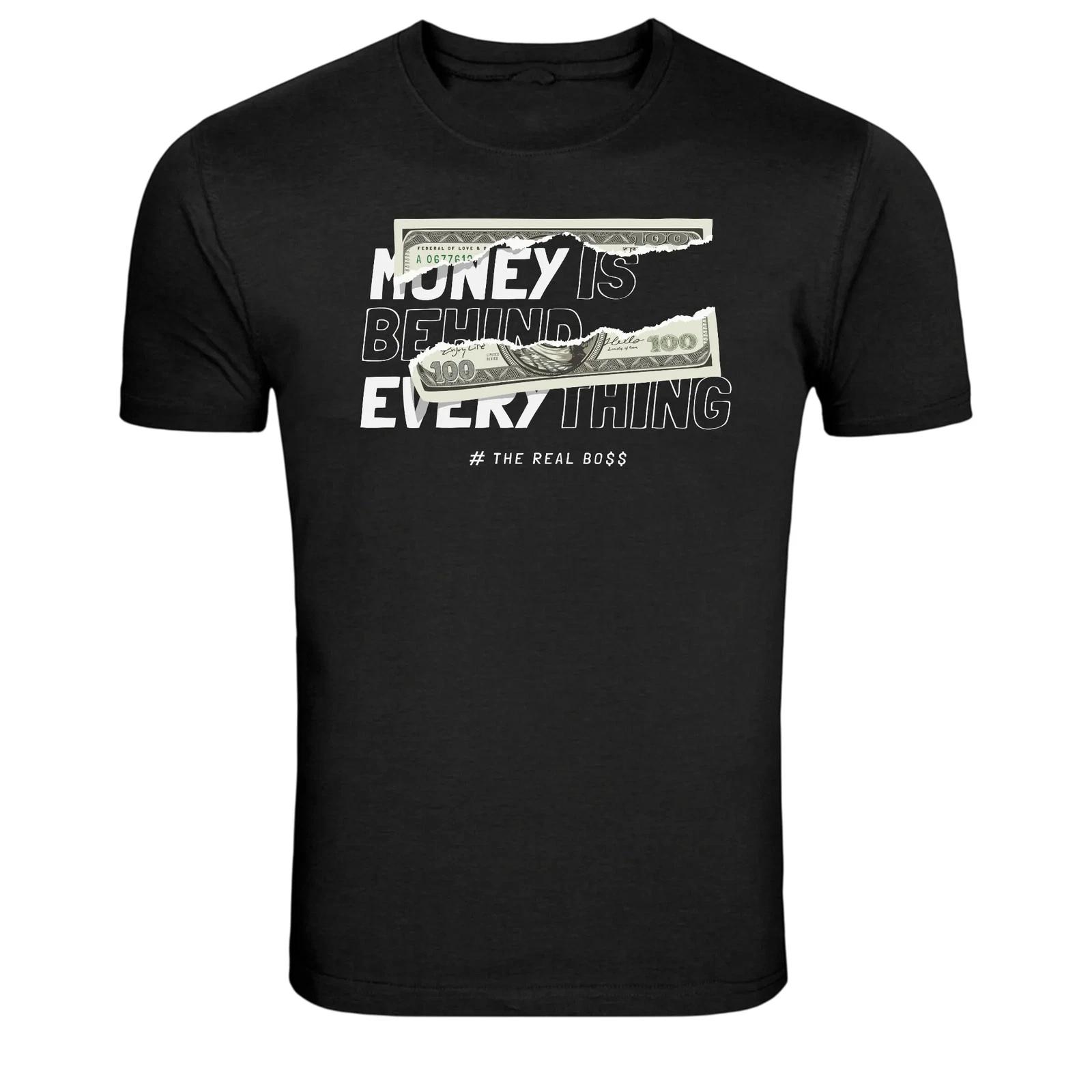 Money Is Behind Everything $100 Dollar Bill Typography Graphic Tee S