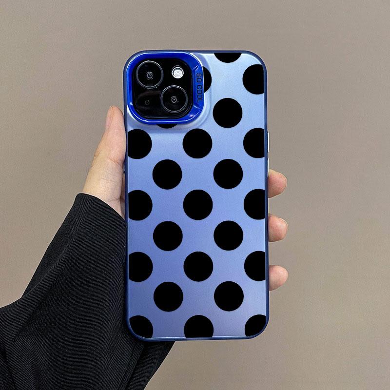 Minimalist Black White Polka Dot Pattern Laser Phone Case For iPhone 15 14 Pro Max Plus 17 16 Pro Max 13 Mini 12 11 Pro Max Case