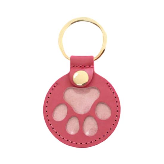 Paw Shaped Keychain Faux Leather Dog Hair Storage Keychain Transparent Pet Hair Souvenir Refillable Keyring Memorial Gift