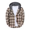 Men's Flannel Plaid Button-Up Shirt Jacket with Hood for Casual Outdoor Wear