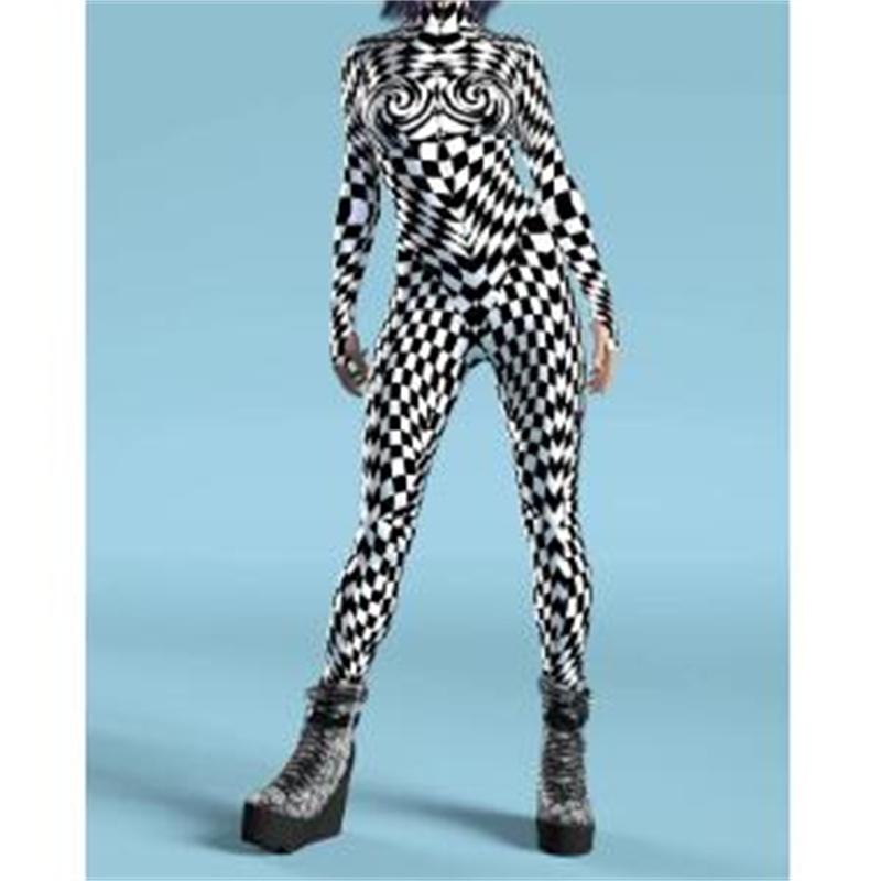Dichte Farbpunkte 3D-Muster Damen Sexy Jumpsuit Erwachsenen Cosplay Kostüm Party Jumpsuits Karneval Bodysuit Monos Mujer