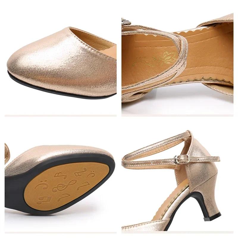 Zapatos Estándar para Mujer Nuevos Zapatos de Baile de Salón para Mujer con Perlas Punta Cerrada Zapatos de Salsa Suela Blanda de Goma Tacones Bajos para Danza Moderna