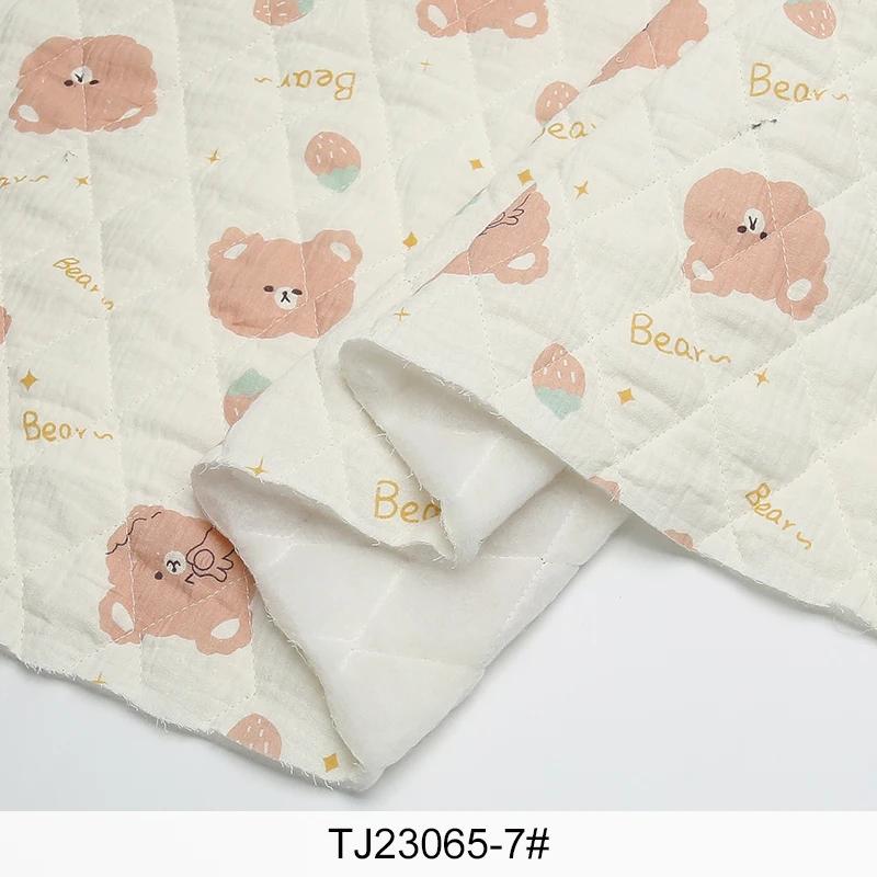 0.5m/2m Thicken Pure Cotton Double-layer Crepe Printed Quilted Cotton Fabric for Sewing Pajamas DIY Children's Clothing Fabrics