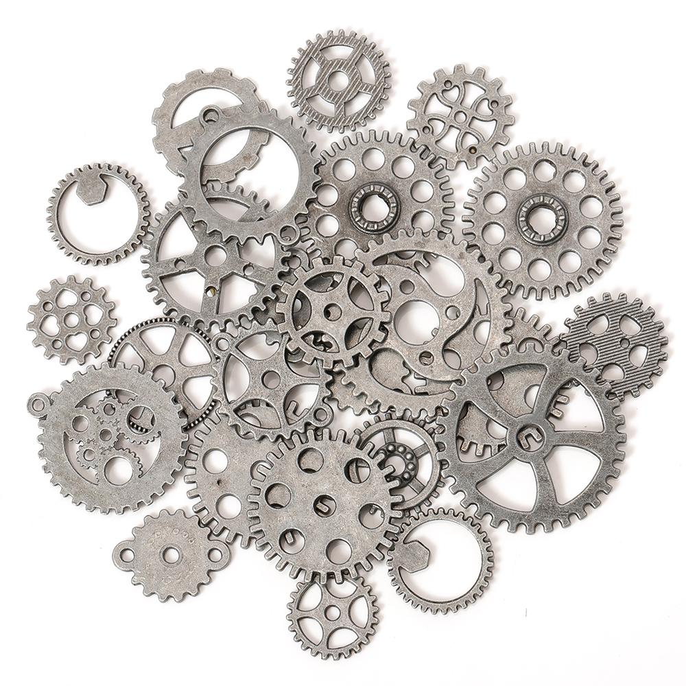 50g 100g Mixed Steampunk Gears Cogs Charms Pendant DIY Antique Metal Beads for Bracelets Crafts Jewelry Making Components
