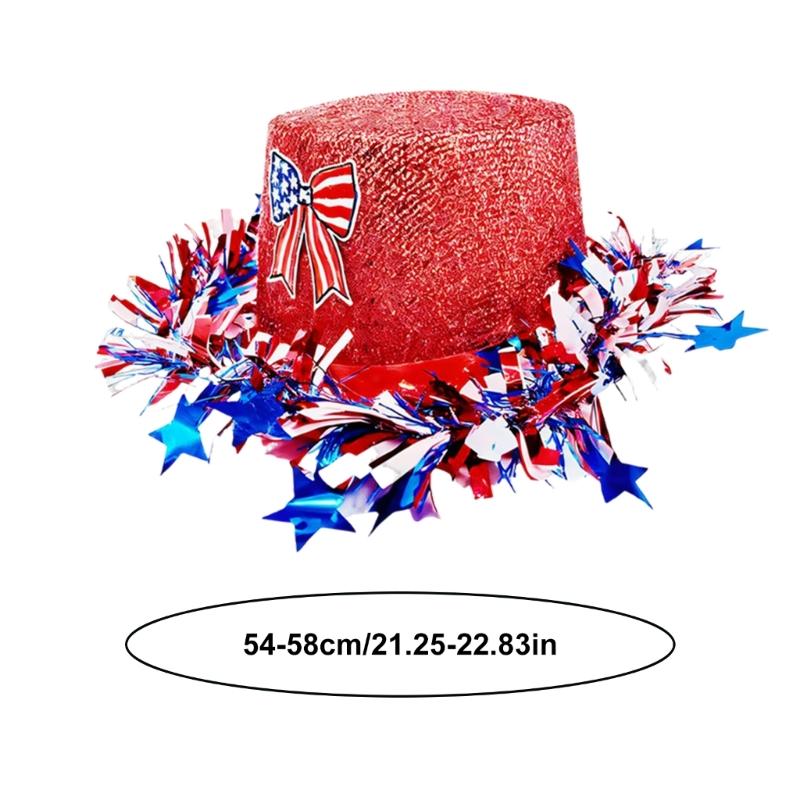 Homburg Unique Patriotic Tinsel Patriotic Styling Hat Gifts for Boyfriend Hat Wide Brimmed Unisex Wear for Gatherings
