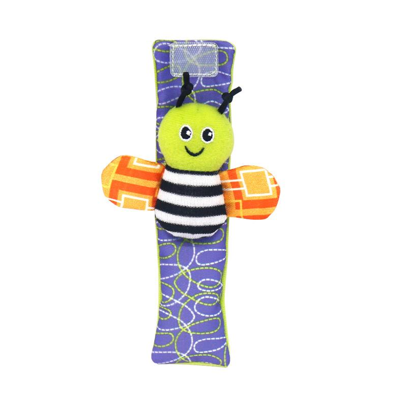 4pcs Cartoon 100% Cotton Soft Knitted Baby Wrist Rattle and Foot Finder Socks Musical Inflatable Toys for Boys 0-12 Months