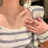 Blue Zircon Starfish Layered Necklace for Women, Summer Seaside Long Clavicle Chain Fashion Beach Jewelry