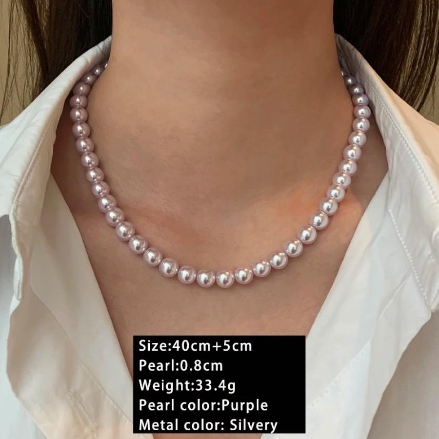 Luxuriöse Rosenlila Perlenkette für 2024 Koreanische Ausgabe Elegantes Schmuckstück Damen Sexy Schlüsselbeinkette Accessoires