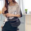 Shell Women's Bag Double Pull Head Sequined Mesh Shoulder Messenger Bag Casual Bag Wide Shoulder Strap Saddle Bag Korean Version Tide Bag