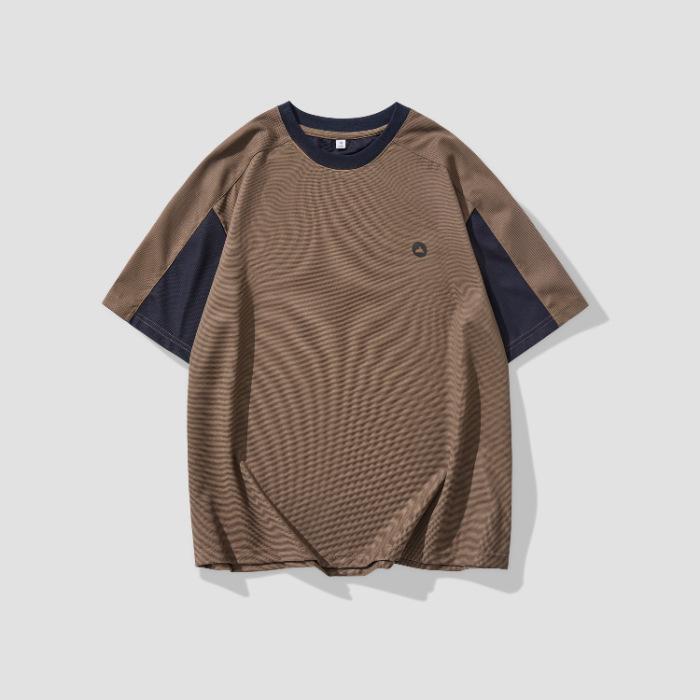 

Мужская летняя футболка с коротким рукавом из прохладного ледяного шелка, новая, быстросохнущая, свободная, повседневная, спортивная, с рукавом до локтя 4XL