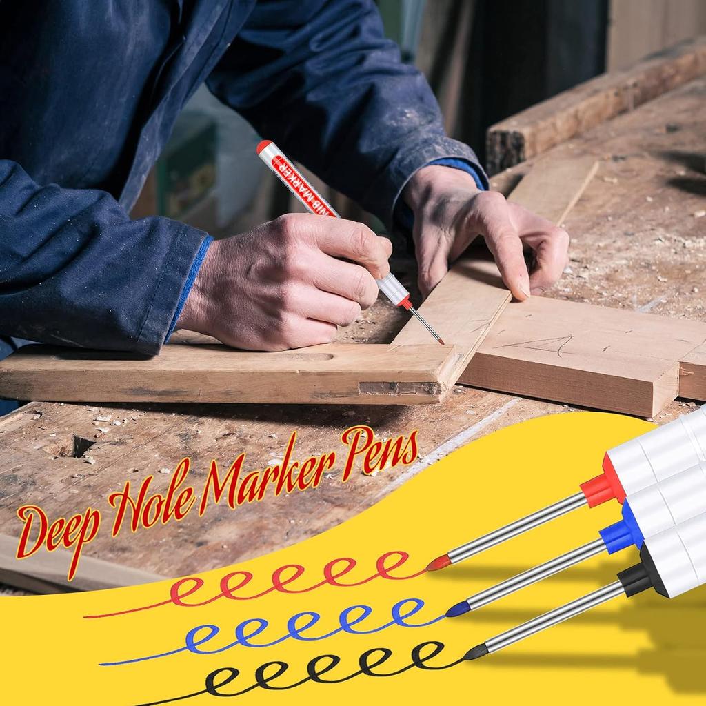 Long Head Deep Hole Marker, 20 mm Long Nose Nib Deep Reach Metal Marking Pen, Quick-drying Waterproof Permanent Pens
