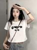 Pure cotton small man black shoulder short-sleeved shirt women's summer new loose and thin design short top