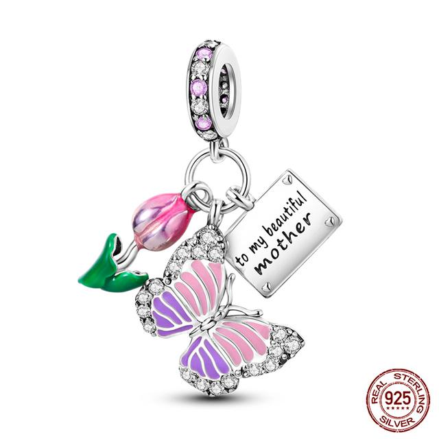 Prawdziwe 925 Sterling Silver kolorowy motyl sowa wróżka wisiorki koraliki Fit Fasion 925 oryginalne bransoletki naszyjniki Fine DIY biżuteria