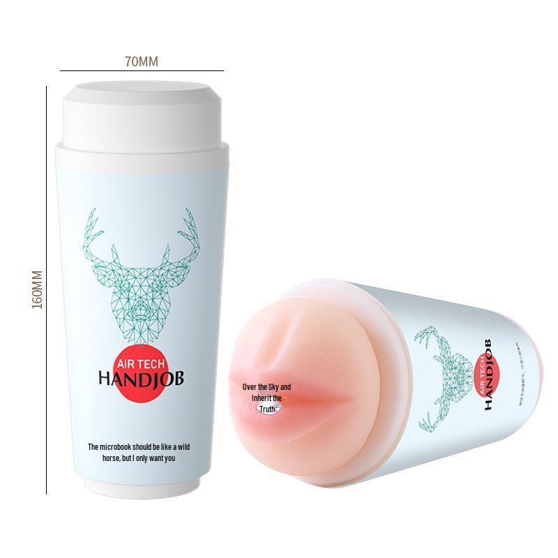 Men's Mobile Phone-Compatible Milk Tea Cup Mold - Adult Fun Masturbation Toy with Mouth & Vagina Design