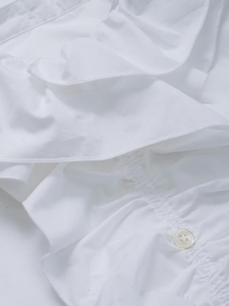 French Elegance | D Brand Spring 26: 100% Poplin Cotton Ruffle Trim Long Sleeve Shirt