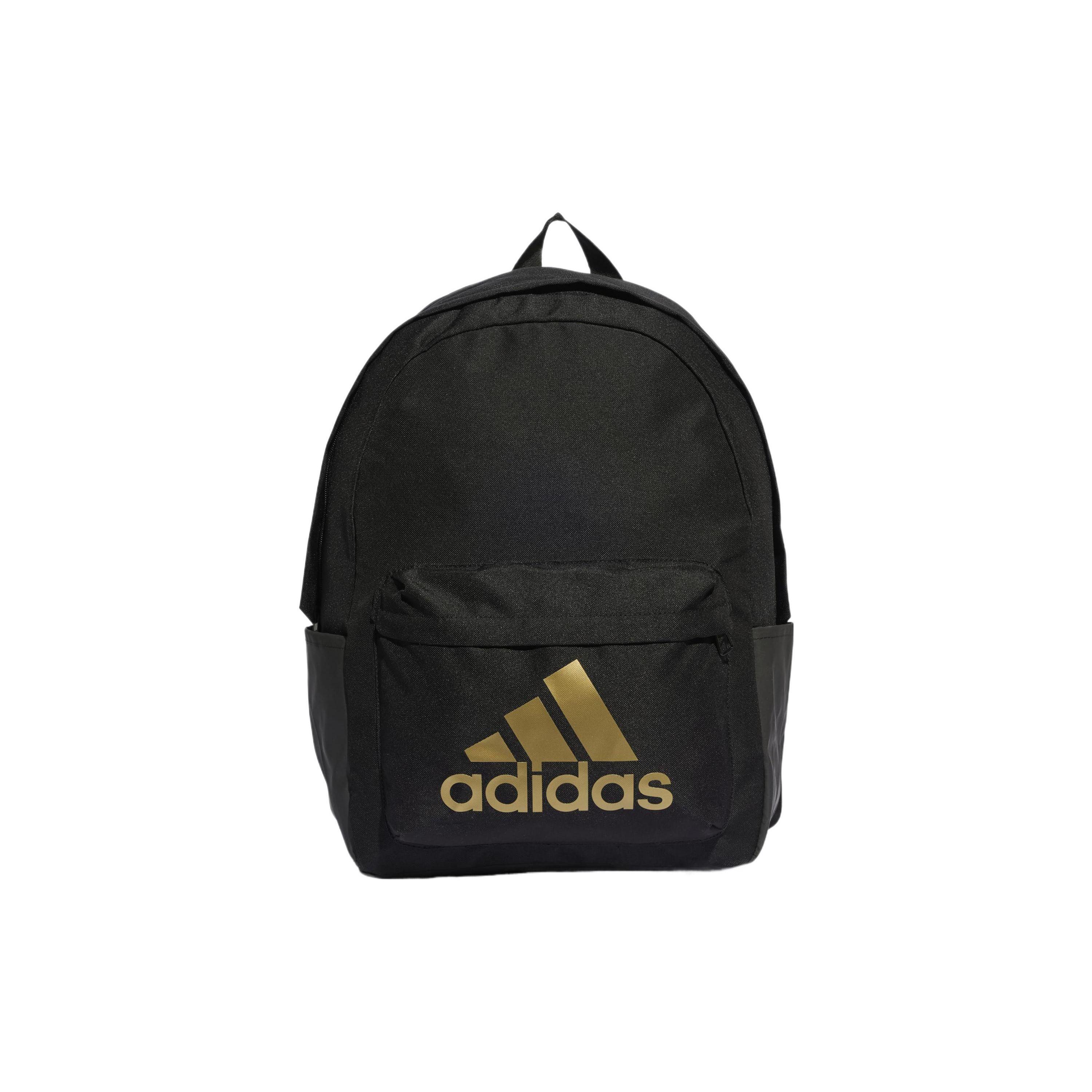 Adidas Classic Badge Print Recycled Polyester Backpack Unisex Backpacks Black Gold IL5812 Black Gold