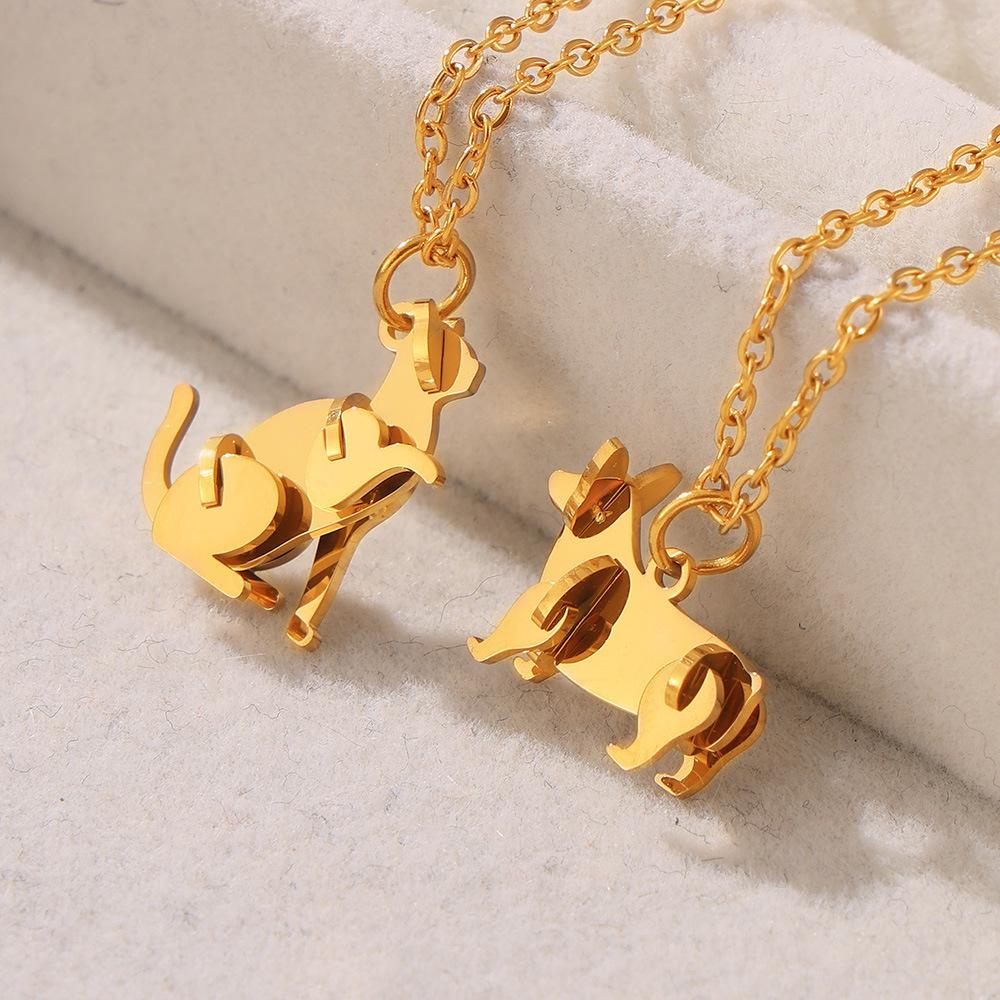 18k Gold-Plated European Style Animal Pendant Necklace – Titanium Steel, Versatile, Fashion Jewelry for Women.