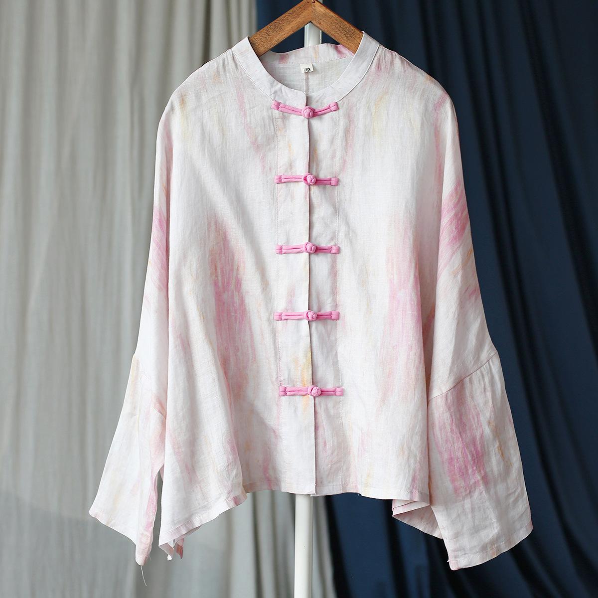 

Johnature Женские винтажные рубашки с длинным рукавом, градиентные блузки, осенние свободные женские рубашки на пуговицах в китайском стиле One Size