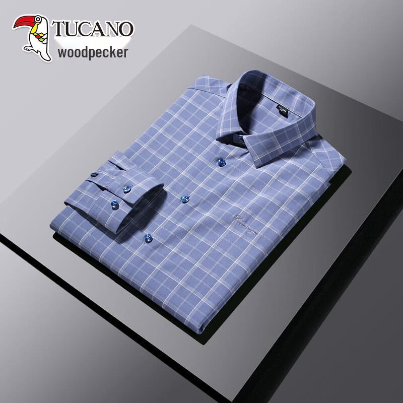 TUCANO Men s Plaid Wrinkle-Resistant Long-Sleeve Shirt 4XL