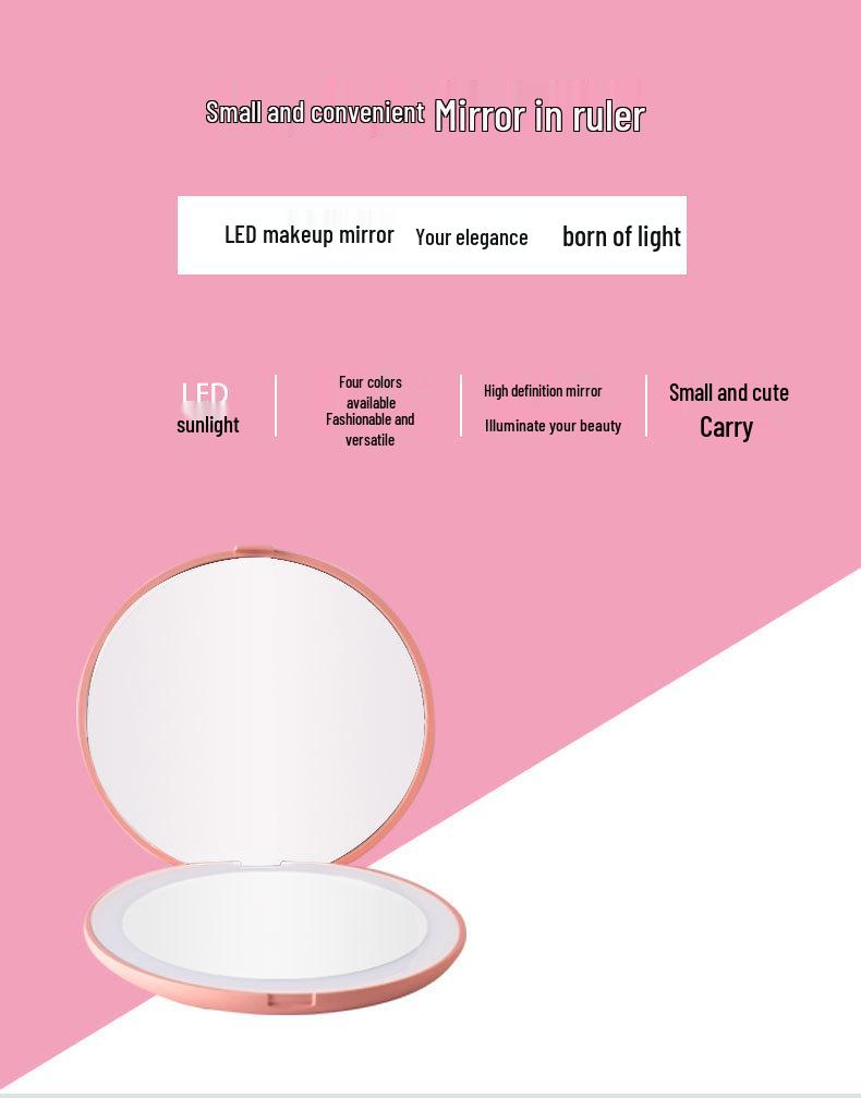 Folding LED Makeup Mirror with Light, Double-Sided, 2X Magnification, Compact and Portable.