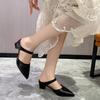 Fashion Sandals Women's Summer Slippers New Pointy Chunky Heel Sandals Large Size Women's Fashion Woman Muller Shoes