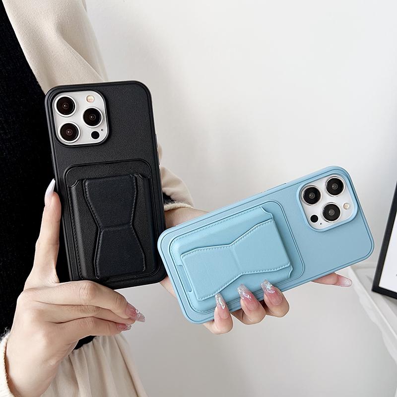 Luxury Wallet Card Slot Folding Invisible Bracket Leather Shockproof Phone Case for iPhone 15 Pro Max 13 12 14 Pro Max Cover