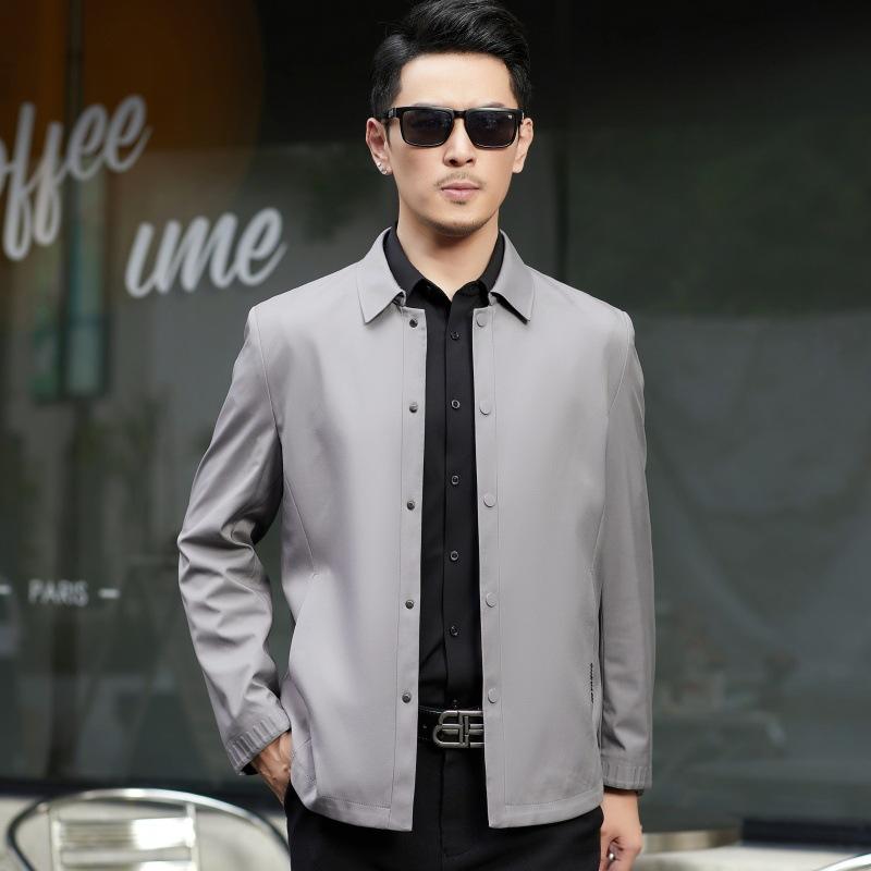 New Lapel Jacket Men's Spring and Autumn Thin Loose Men's Top Business Casual Middle-Aged Dad Clothing Business Jacket