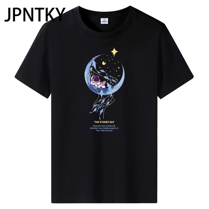 JPNTKY Cotton Short Sleeve T-shirt Men's Fashion Loose Half Sleeve Shirt Printed Compassionate Shirt