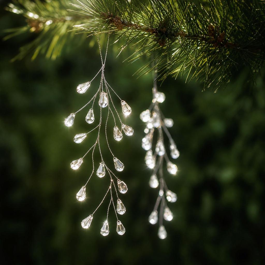 Clear Acrylic Snowflake and Icicle Hanging Ornaments for Christmas Tree, Winter Holiday Decorations