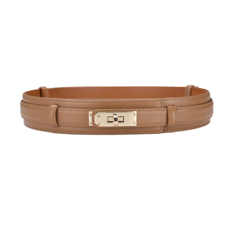 "Women's Decorative Wide Genuine Leather Belt – Lock Style"