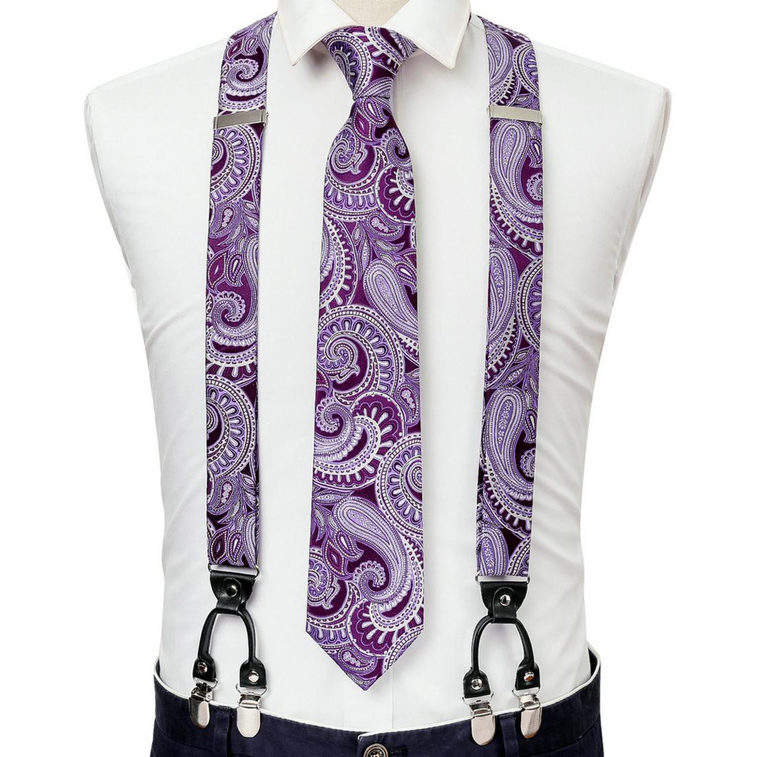 

Модные мужские подтяжки с 6 зажимами, регулируемый эластичный ремень шириной 3,5 см, красные подтяжки, комплект шелковых галстуков на подтяжках BJ-2010,N-1493