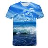 3D Printed Seaside Scenery T-Shirt Men Ocean Beach Pattern Tees Summer Harajuku Loose Round Neck Tops Short Sleeves T Shirts