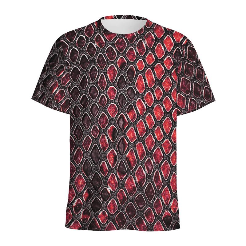 Fashion Snake Scales Pattern T-shirt For Men 3D Printed Animal Skins Graphic Round Neck Tee Shirt