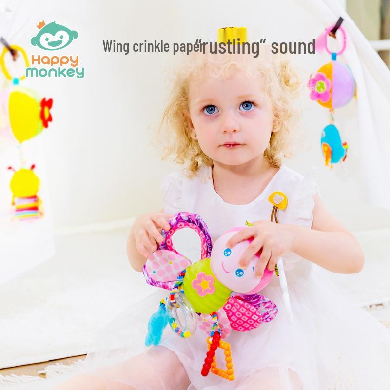 HappyMonkey Baby Sensory Plush Rattle & Teether Toy