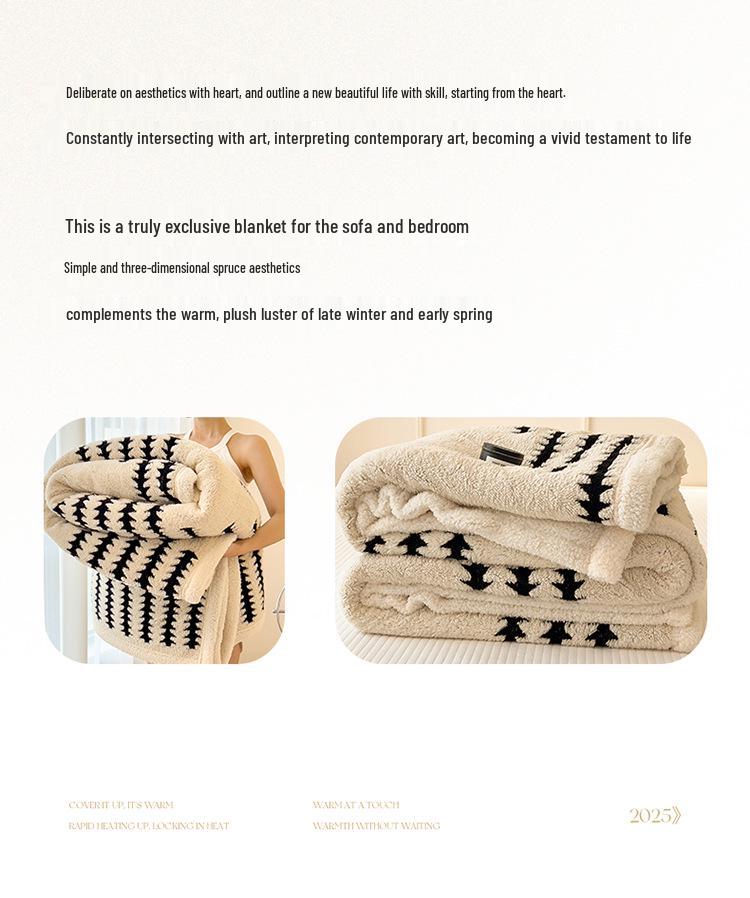 Klasse A Doppellagige Lammwoll-Decke mit Fleece-Futter – Dick, Multifunktional, Warm für Herbst & Winter mit Taft-Fleece-Bezug.