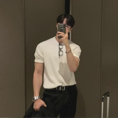 Trendy Slim-Fit Sommer-Strick-T-Shirt für Herren – Leicht & Atmungsaktiv Rundhals
