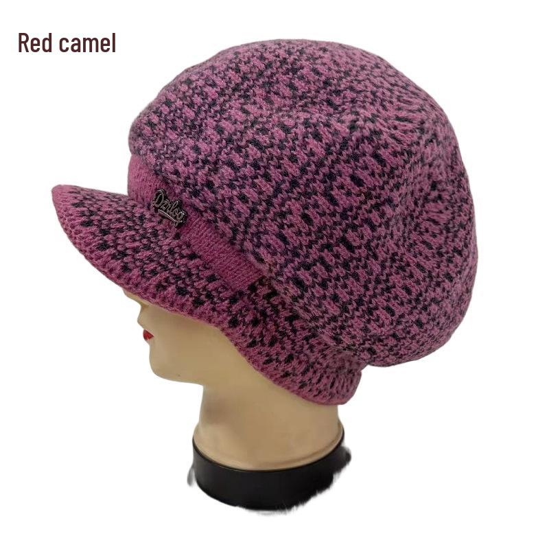 

Зимний женский теплый шерстяной берет-утка: Уютная, Утепленная, Защищающая от холода вязаная шапка для людей среднего и пожилого возраста.