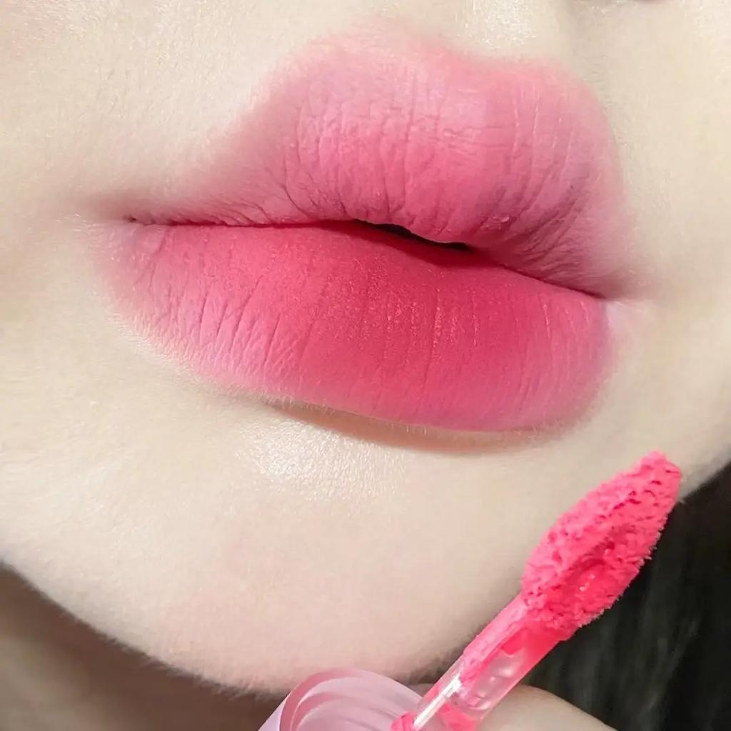Rose Pink Lipstick Lip Glaze Korean Style Women's High Cloud Lip Mud Women's Team Color No Stain on Cup Lipstick Pseudo Plain Matte Lip Light Mist