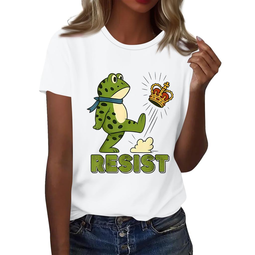 Women's Printed Round Neck Short Sleeve Top