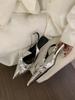 Silver kitten and high heels women's shoes 2025 new spring temperament with skirt pointed empty single shoes