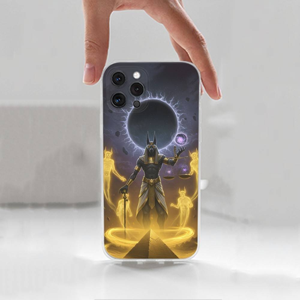Anubis Egyptian God Phone Case For iPhone 16,15,14,17,13,12,11 Plus,Pro,Max,XR,XS,X,7,8 Plus,SE,Mini,Transparent,Silicone Case