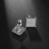 Dazzling Zircon Silver Color Square Stud Earrings for Women Luxury Wedding Jewelry Anti Allergy Earrings