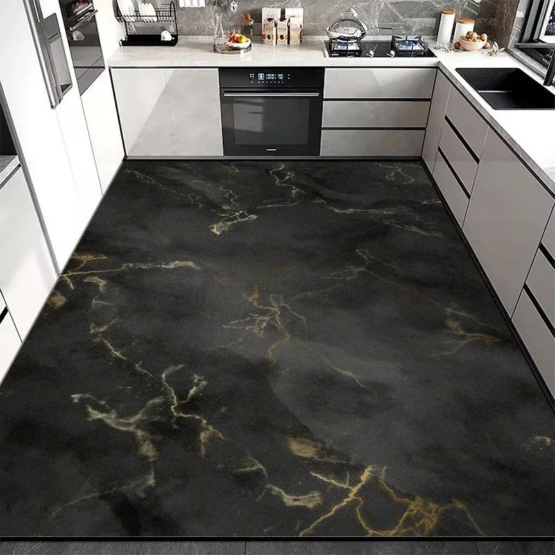 Kitchen Floor Mat Large Pvc Leather Waterproof Carpet Anti-slip Oil-proof Foot Mats Imitation Marble Rug Home Decoration Rugs