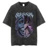 T-shirt Anime Giapponese Solo Leveling Stampa Vintage Lavato Harajuku Streetwear T-shirt Grafica T-shirt Estiva a Maniche Corte