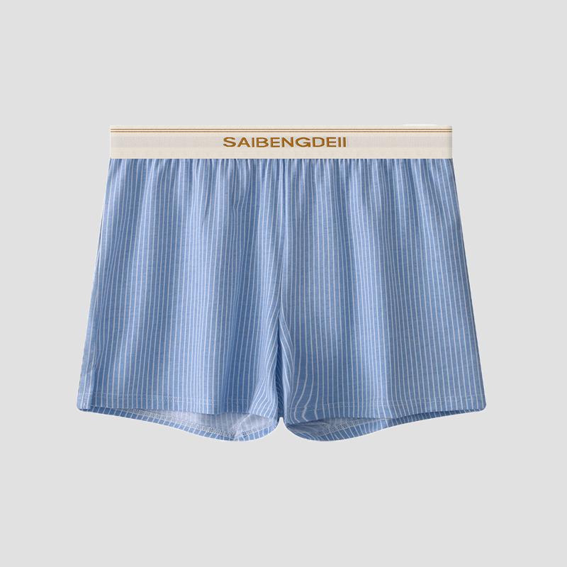 "Men's Loose-Fit Striped Cotton Boxer Shorts - Breathable, Large Size"