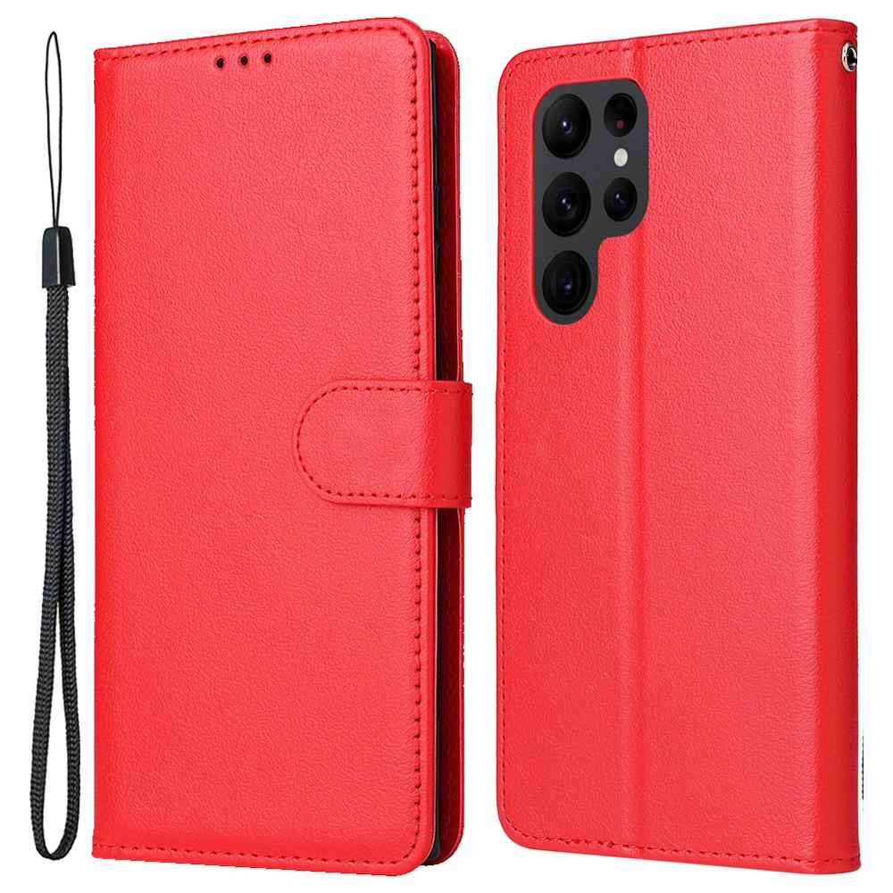 

Для Samsung Galaxy S23 Ultra чехол-кошелек из кожи с защитой от падений Red