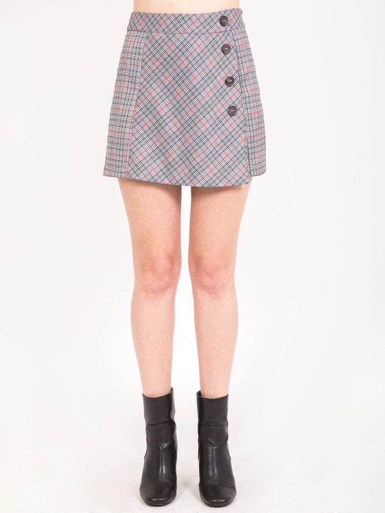 New In High-Waisted Check Wrap Skirt Pants
